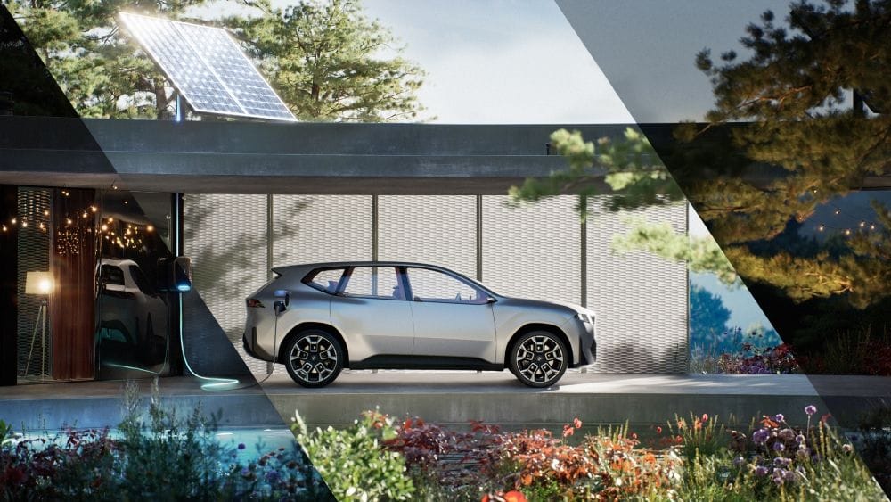 Silver bidirectional BMW SUV