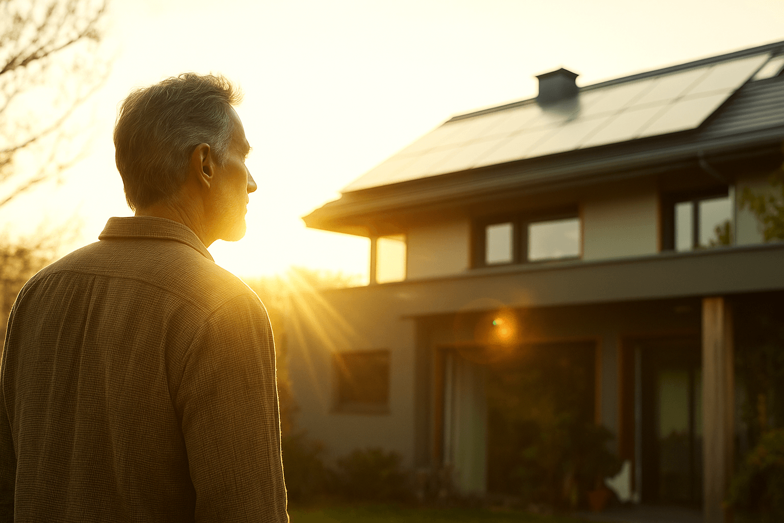 Man admiring solar panels