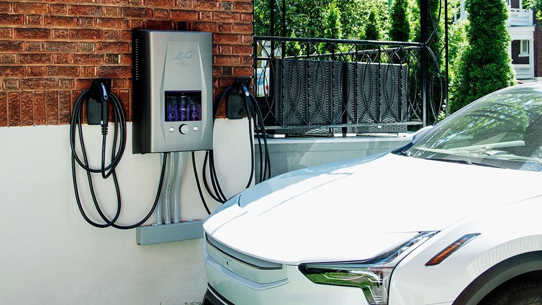 EV parked in front of dcbel Ara Home Energy Station